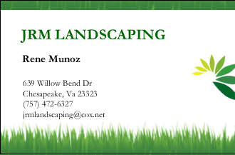 JRM Landscaping business card